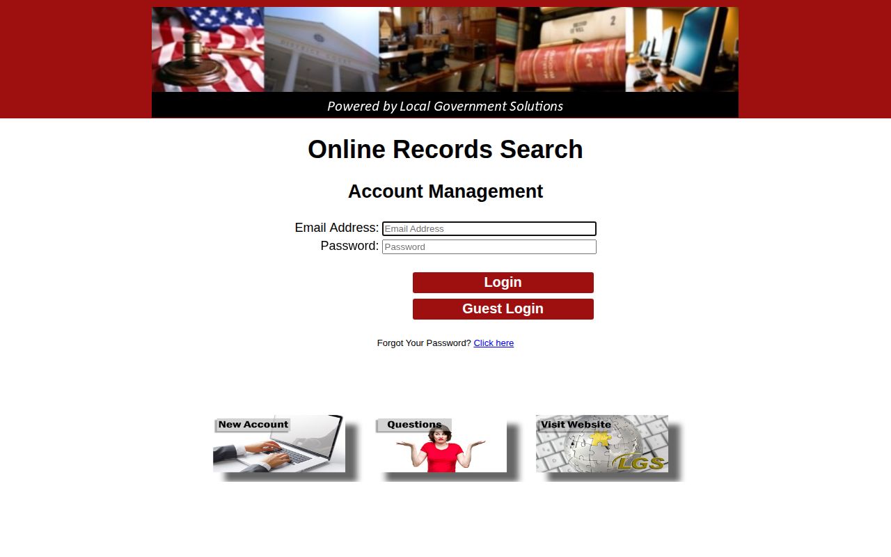 Hall County release record search options in the clerk linked portal